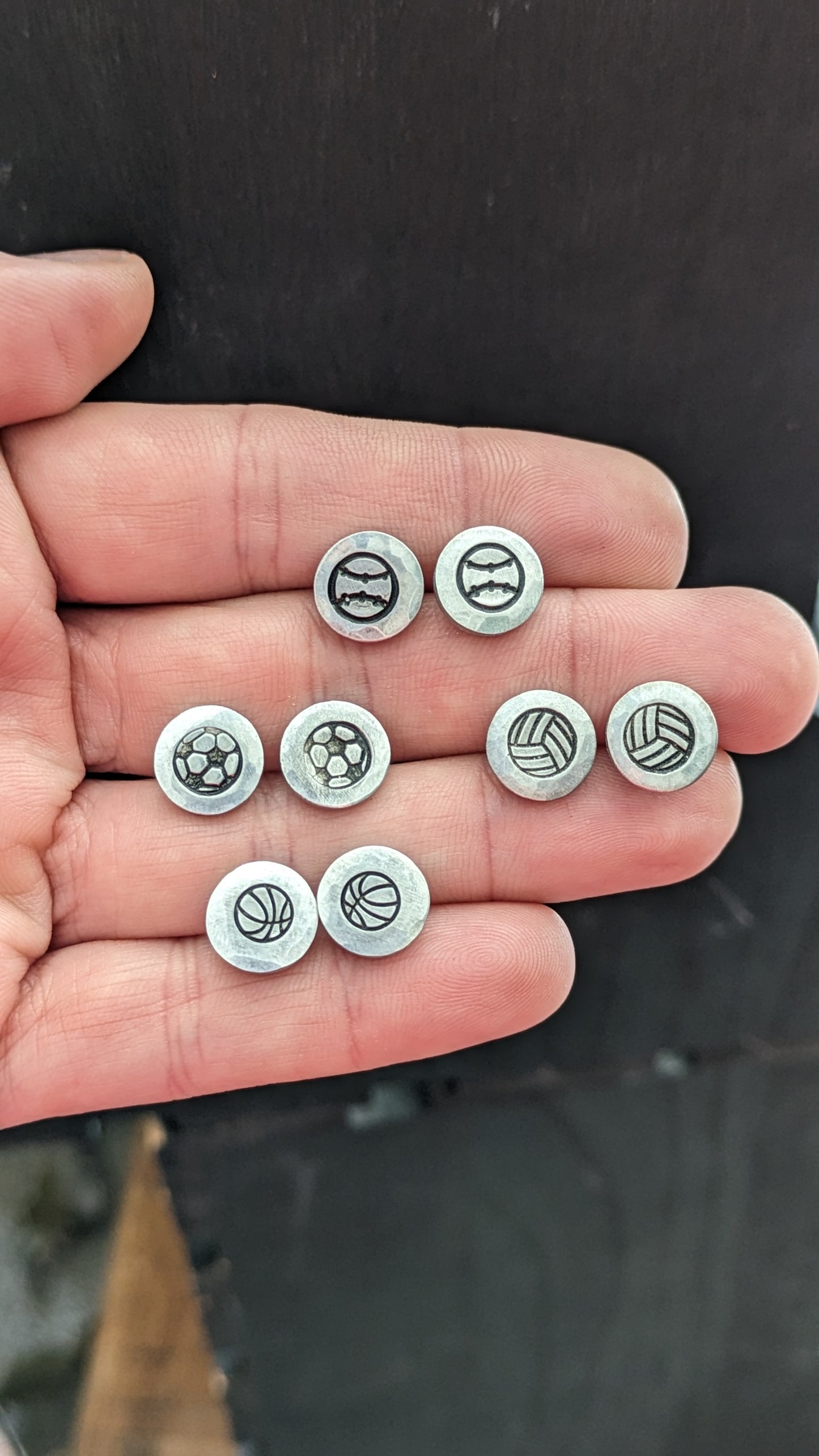 Handmade Sports Earrings, 10mm, Hypoallergenic