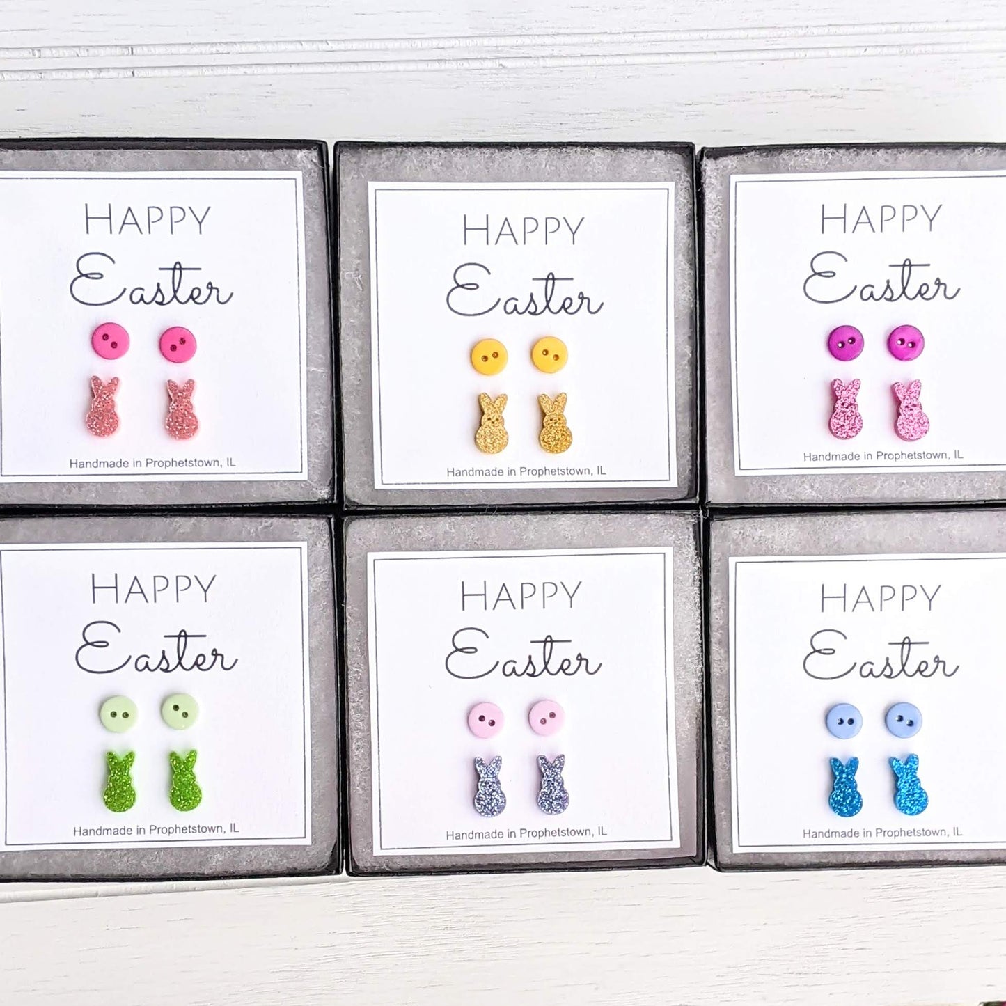 🐰✨ Glitter Bunny Stud Earrings Set – The Perfect Easter Jewelry Gift!