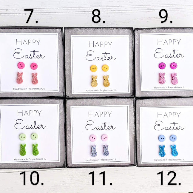 🐰✨ Glitter Bunny Stud Earrings Set – The Perfect Easter Jewelry Gift!