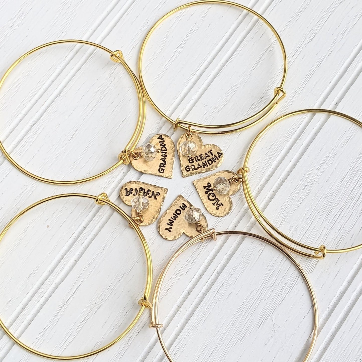 Mother's Day Name Heart Gold Bangle