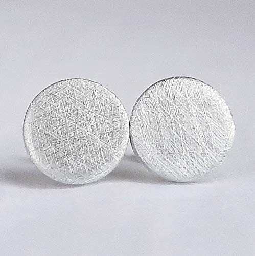 10mm Brushed Aluminum Stud Earrings Hypoallergenic Titanium