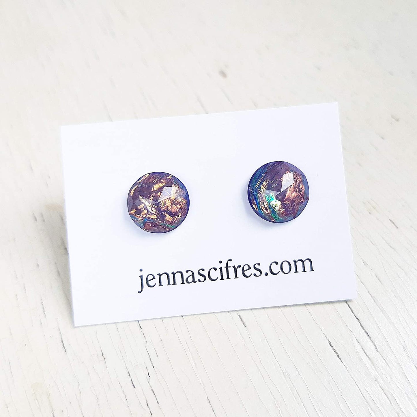 Purple Fire Opal Stud Earrings - Titanium