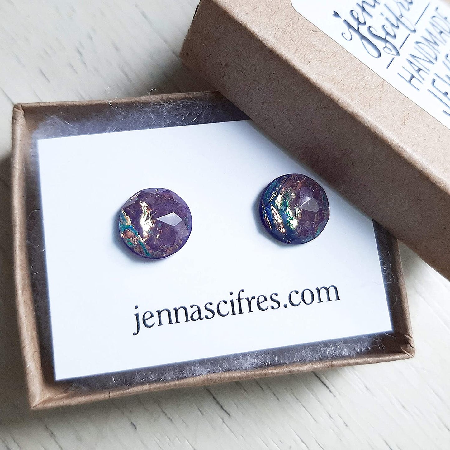 Purple Fire Opal Stud Earrings - Titanium