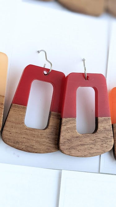 Wood Trapezoid Cut Out Dangle Collection