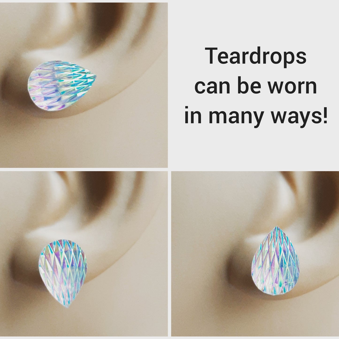 Ultra Violet Druzy Teardrop Stud Earrings - Hypoallergenic Titanium Posts