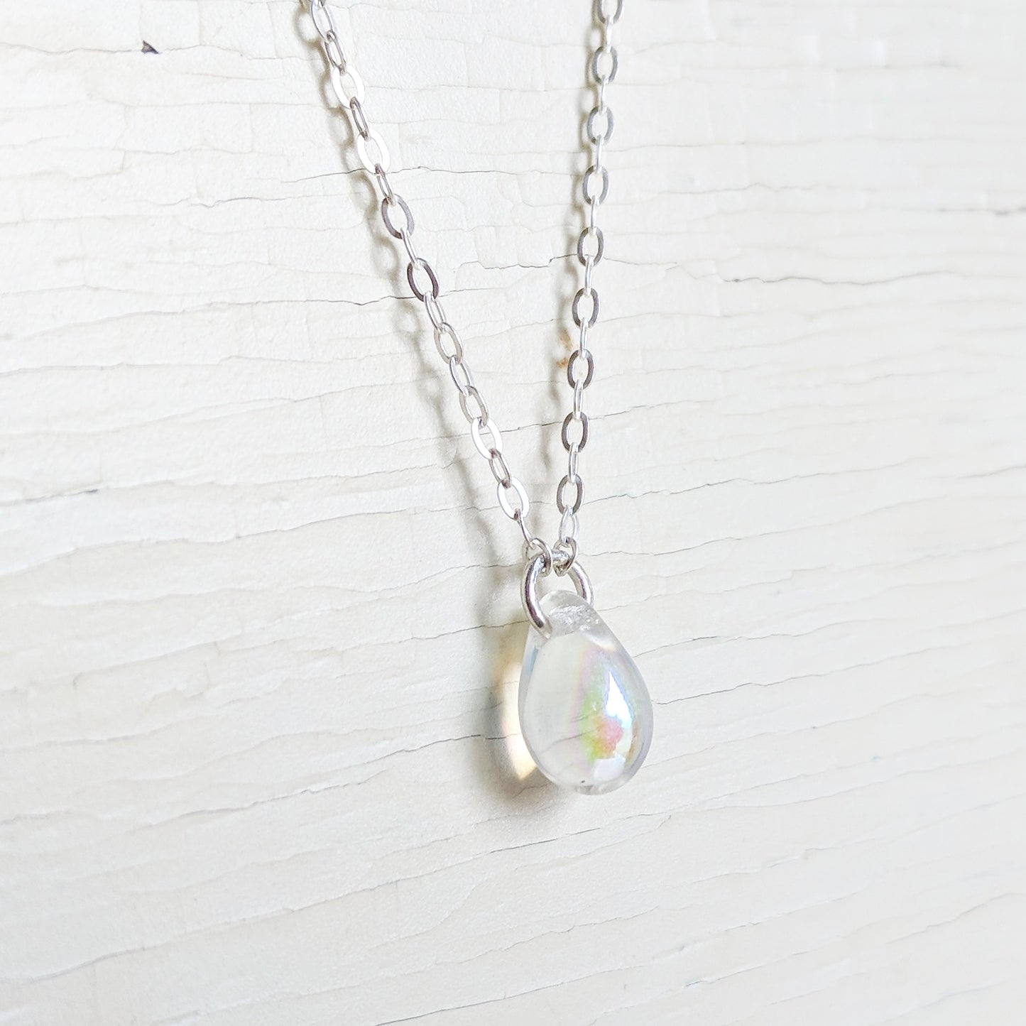 Crystal Raindrop on Sterling Silver Necklace