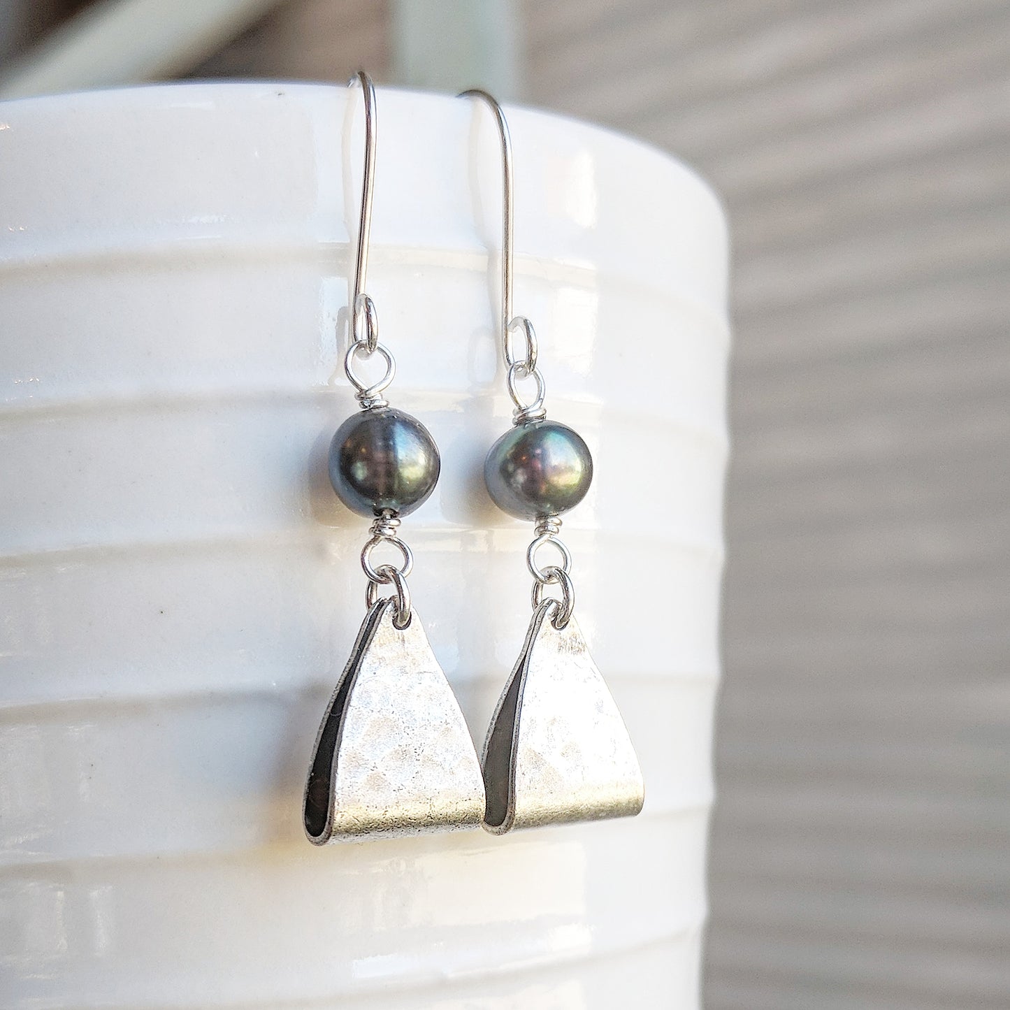 Black Pearl Sterling Silver Earrings - As Seen On TV's "The Fosters" - Worn by Amanda Leighton as Emma