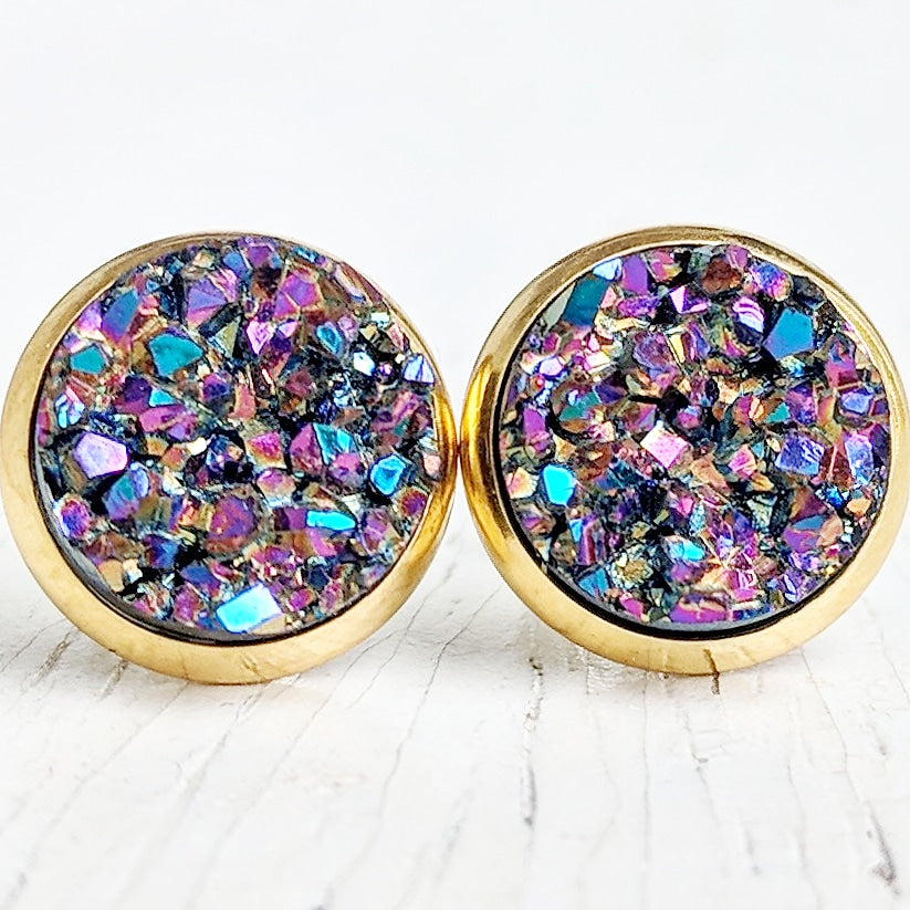 Ultra Violet on Gold - Druzy Stud Earrings - Hypoallergenic Posts – Jenna  Scifres Handmade Jewelry