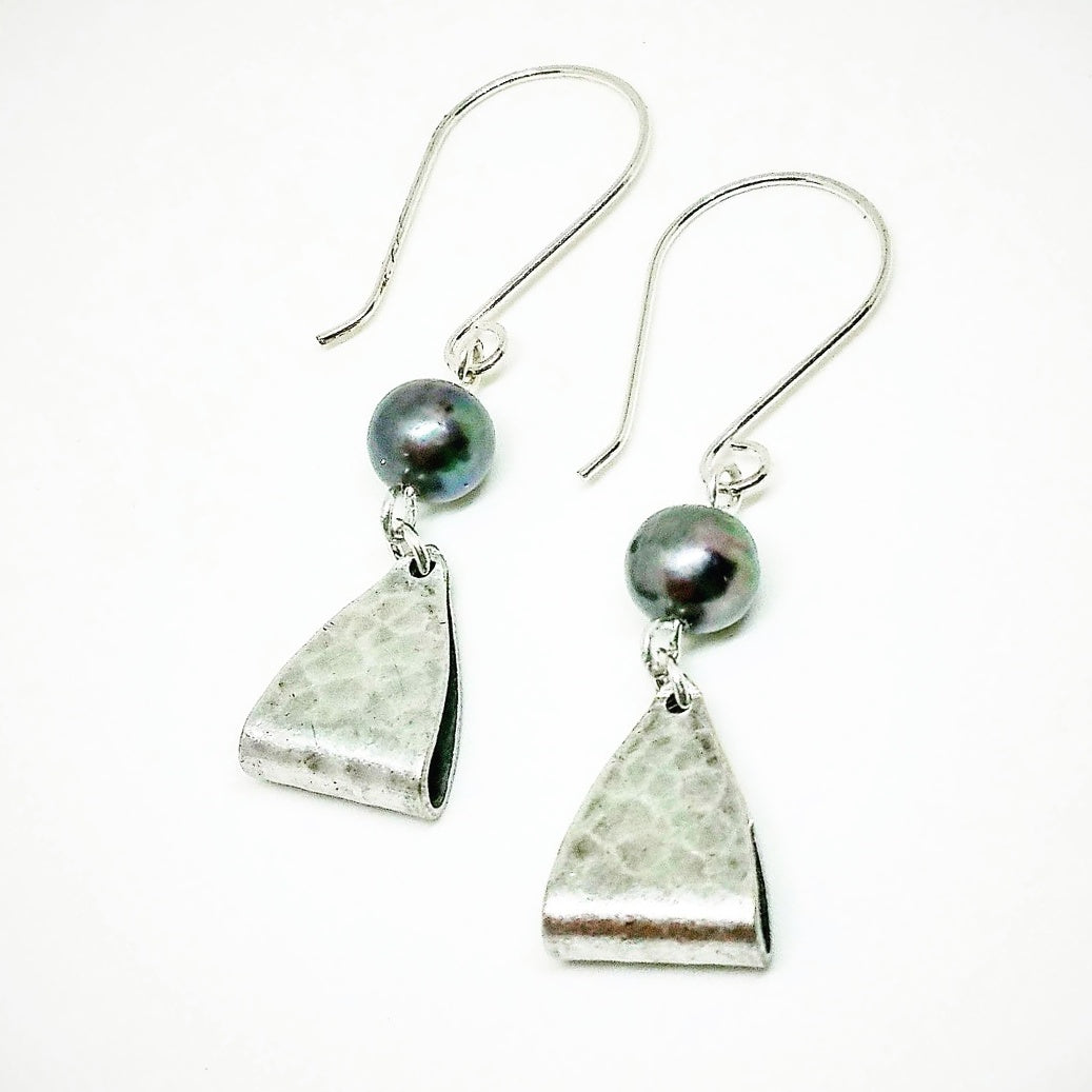 Black Pearl Sterling Silver Earrings - As Seen On TV's "The Fosters" - Worn by Amanda Leighton as Emma