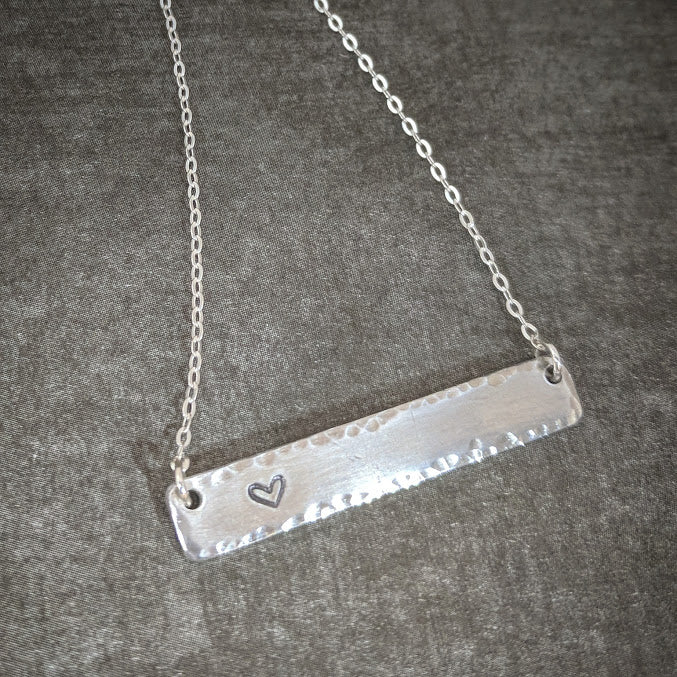 Horizontal Bar Necklace on Sterling Silver Chain