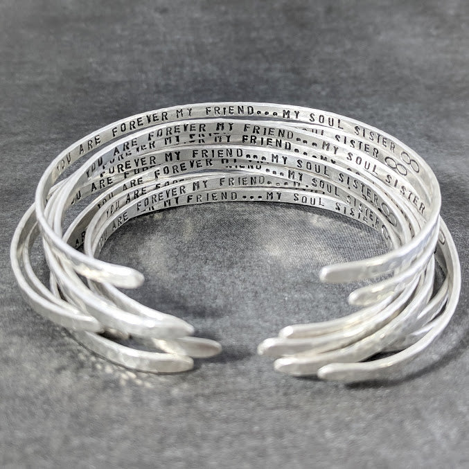 Sterling Silver Hammered Skinny Cuff Bracelet