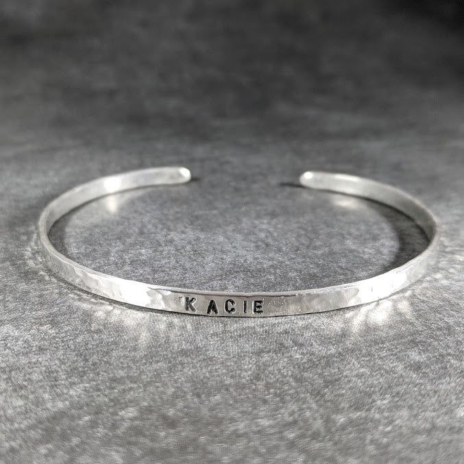 Sterling Silver Hammered Skinny Cuff Bracelet