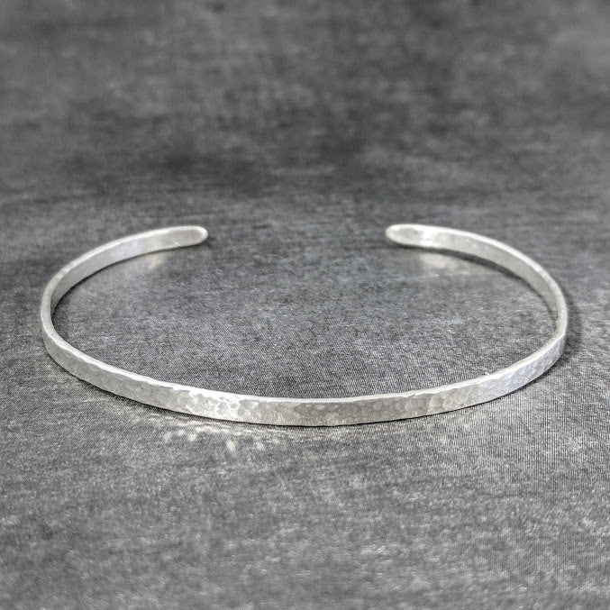 Sterling Silver Hammered Skinny Cuff Bracelet