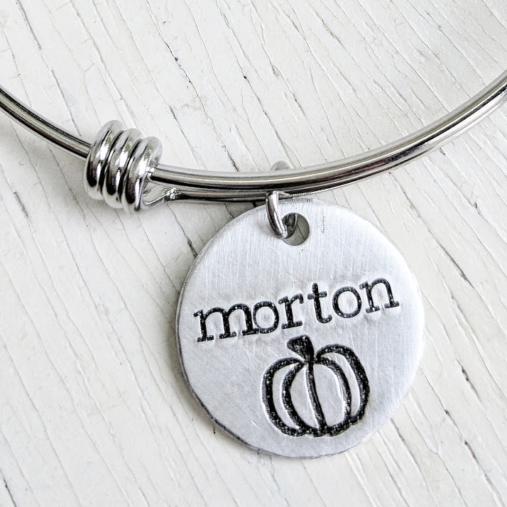 Morton Pumpkin Bangle Bracelet - Stainless Steel with Swarovski Crystal