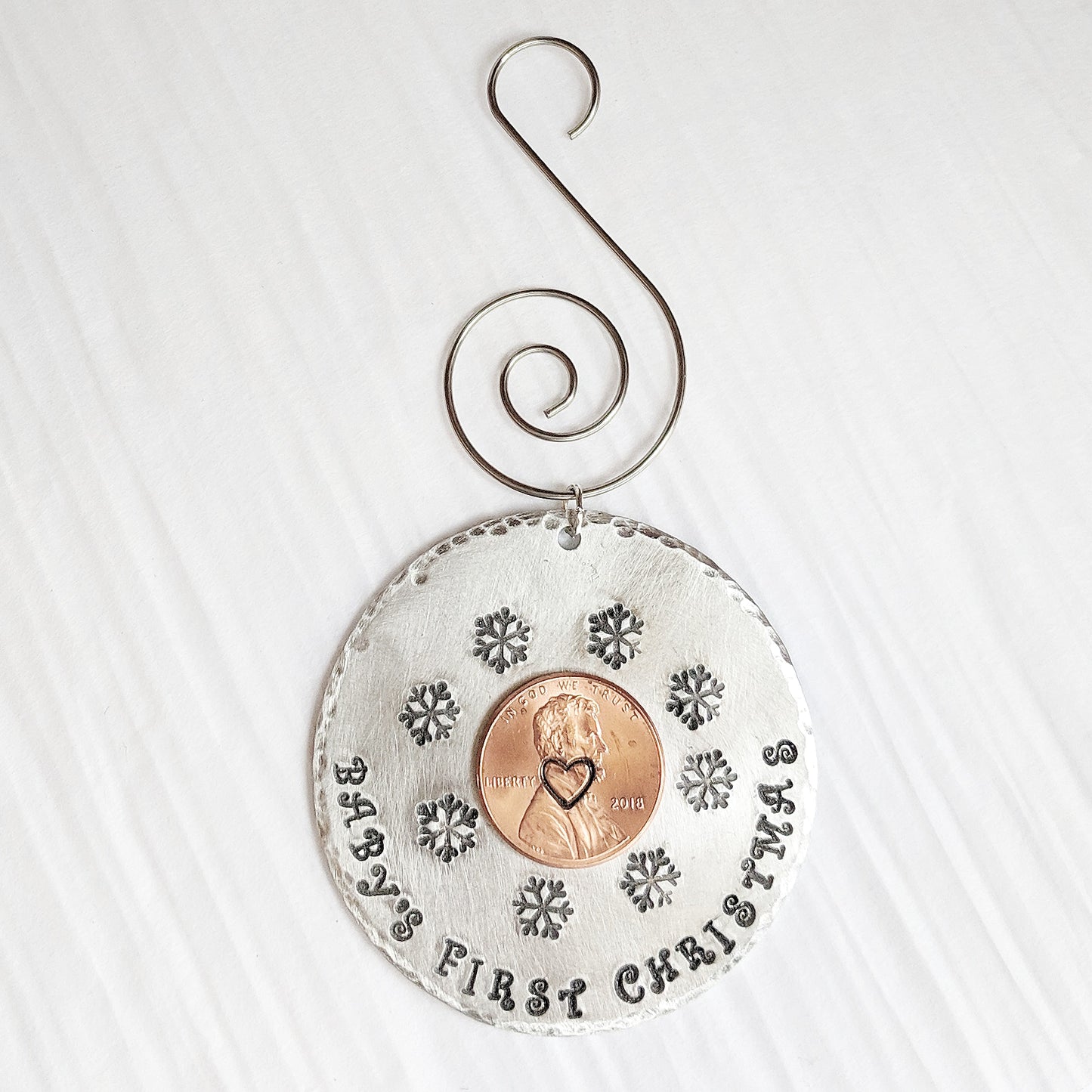 Baby's First Christmas Ornament with Real Penny - Collectible Baby Gift