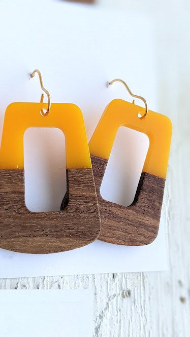 Wood Trapezoid Cut Out Dangle Collection