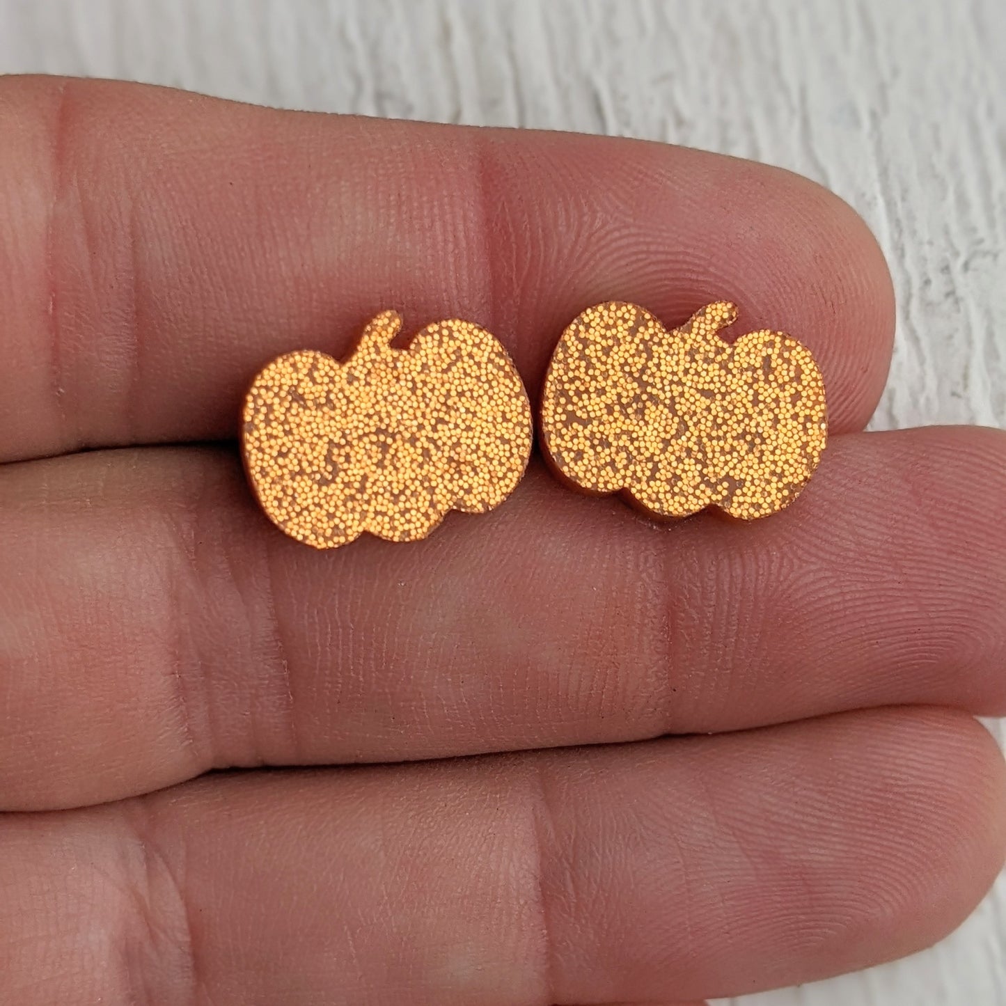 Glitter Pumpkin Stud Earrings Hypoallergenic Stainless Steel
