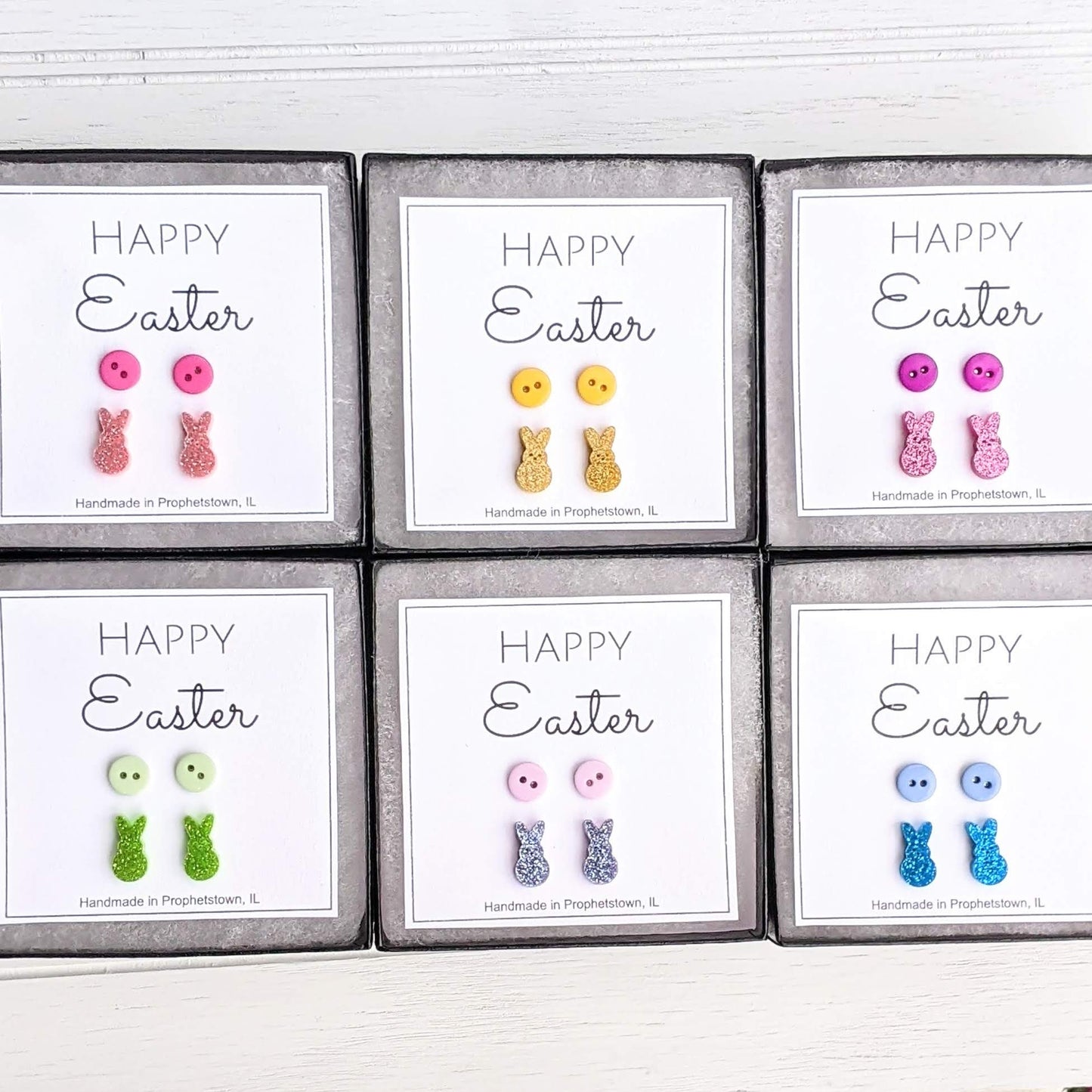 Happy Easter Bunny and Ladybug Earrings Boxed Sets