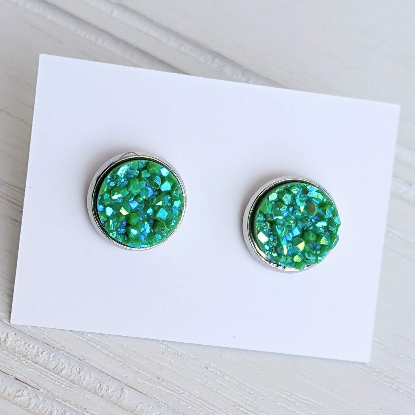 Sparkly Spring Druzy Earrings on Stainless Steel