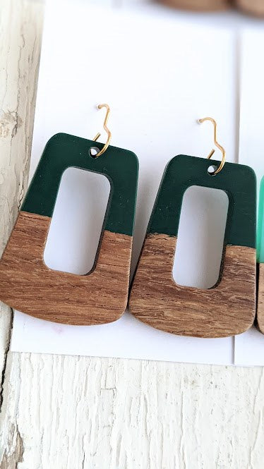 Wood Trapezoid Cut Out Dangle Collection