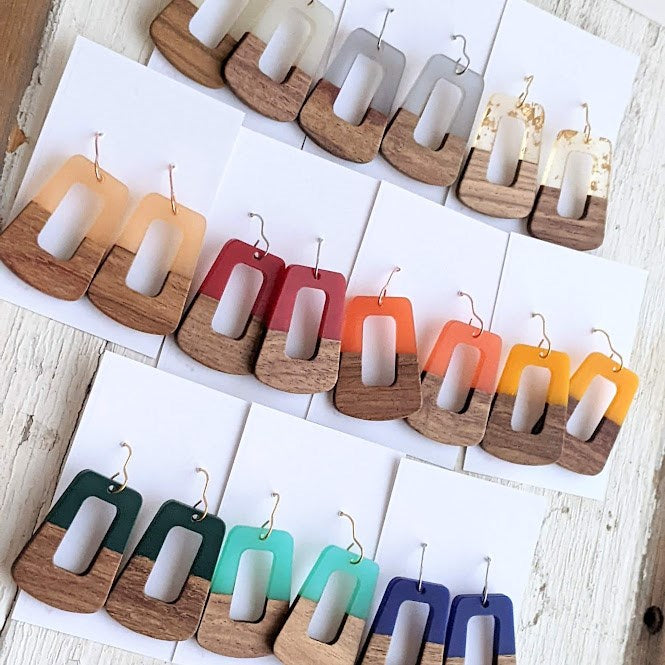 Wood Trapezoid Cut Out Dangle Collection