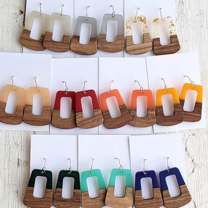 Wood Trapezoid Cut Out Dangle Collection