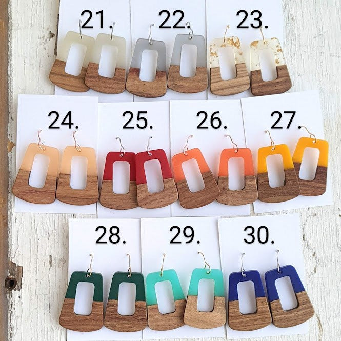 Wood Trapezoid Cut Out Dangle Collection