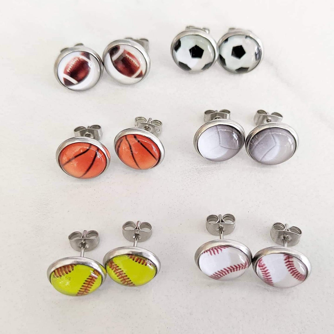 Sports Stud Earrings - Stainless Steel