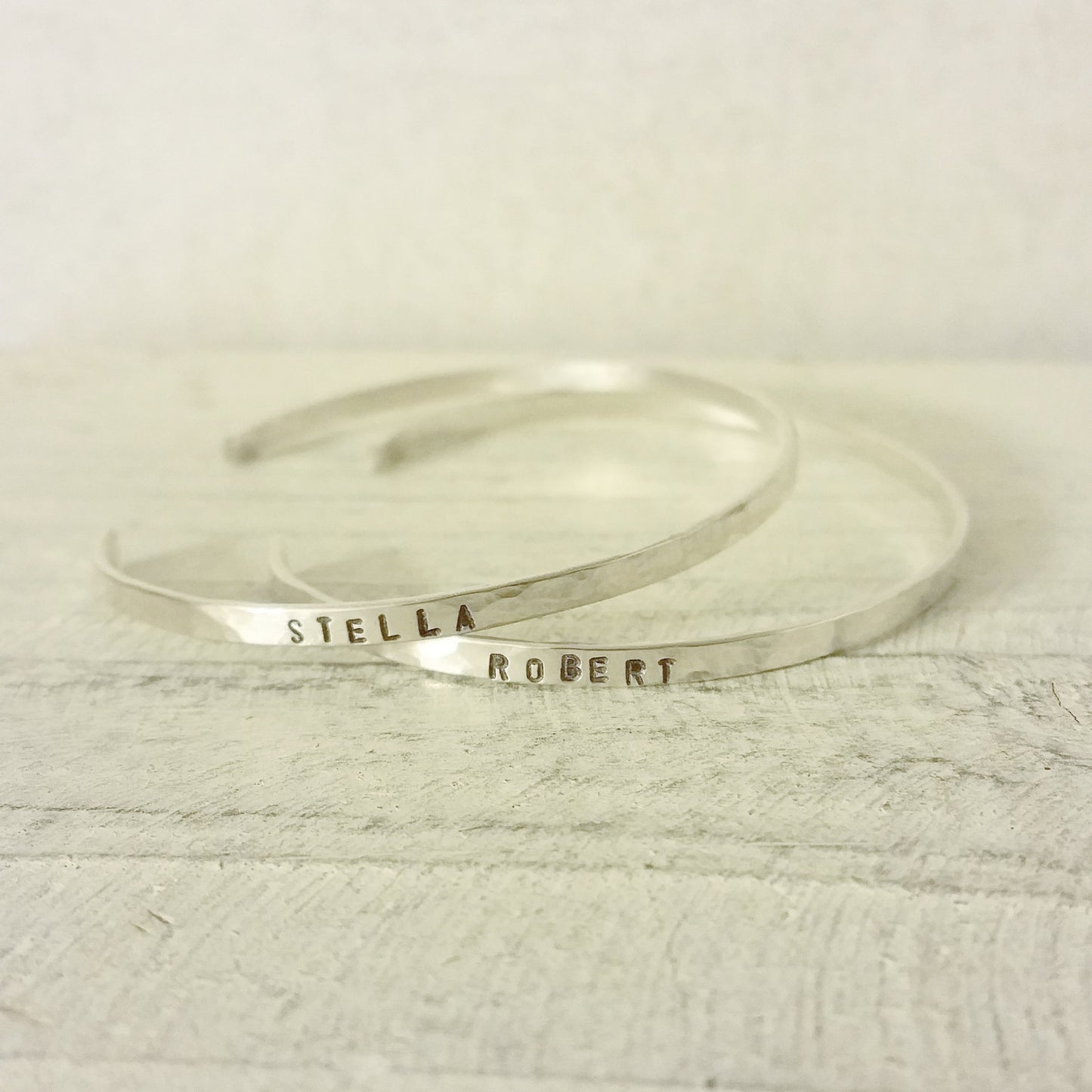 Sterling Silver Hammered Skinny Cuff Bracelet