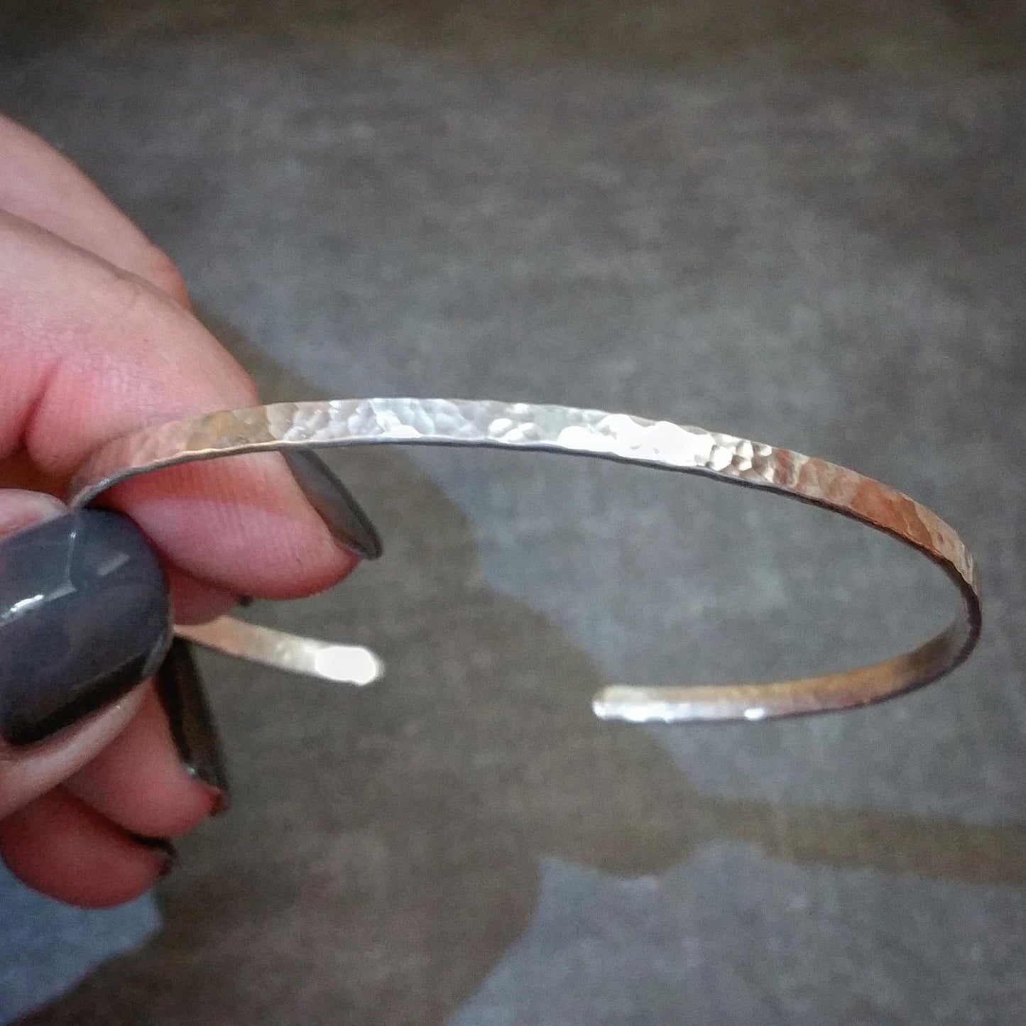 Sterling Silver Hammered Skinny Cuff Bracelet