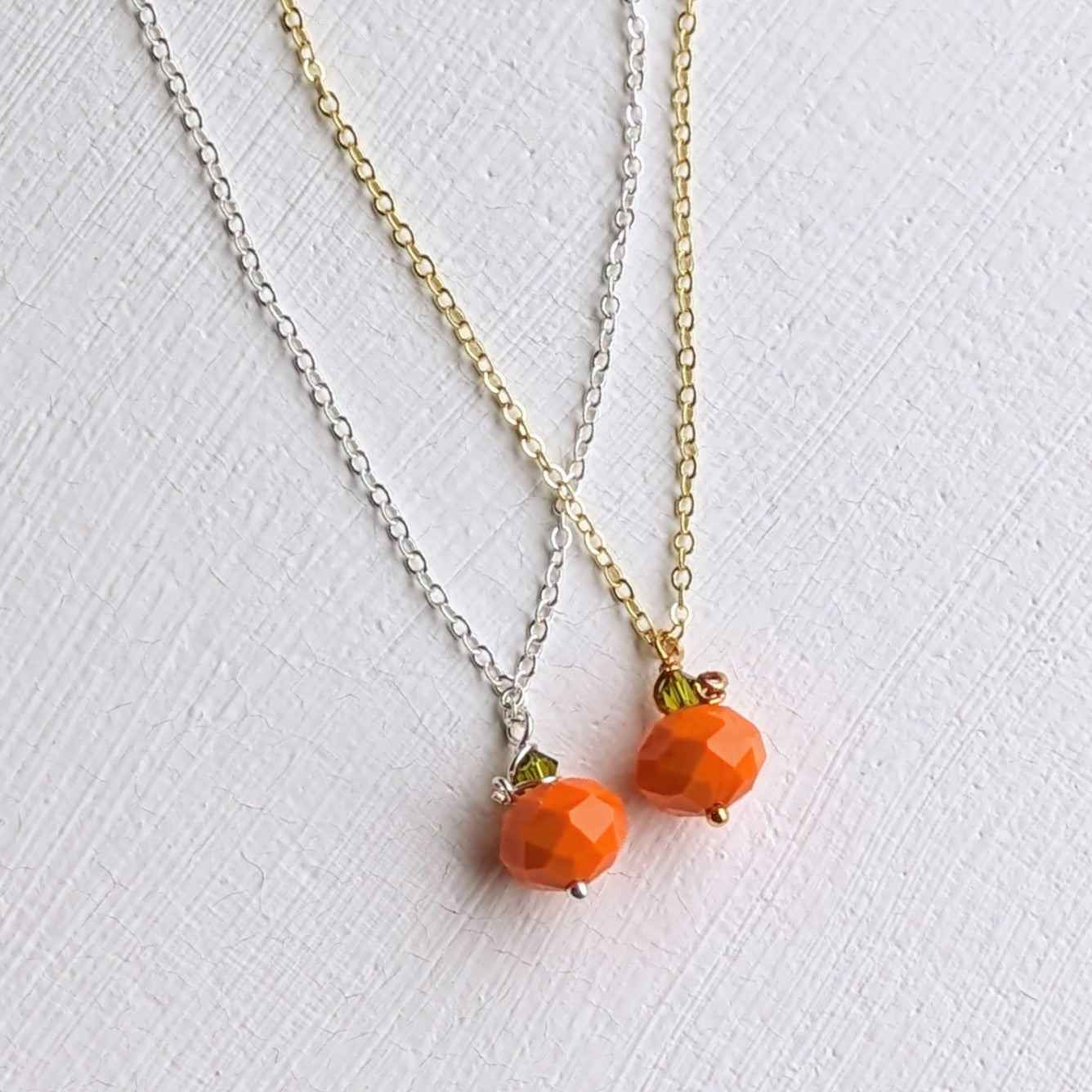Dainty Pumpkin Crystal Necklace