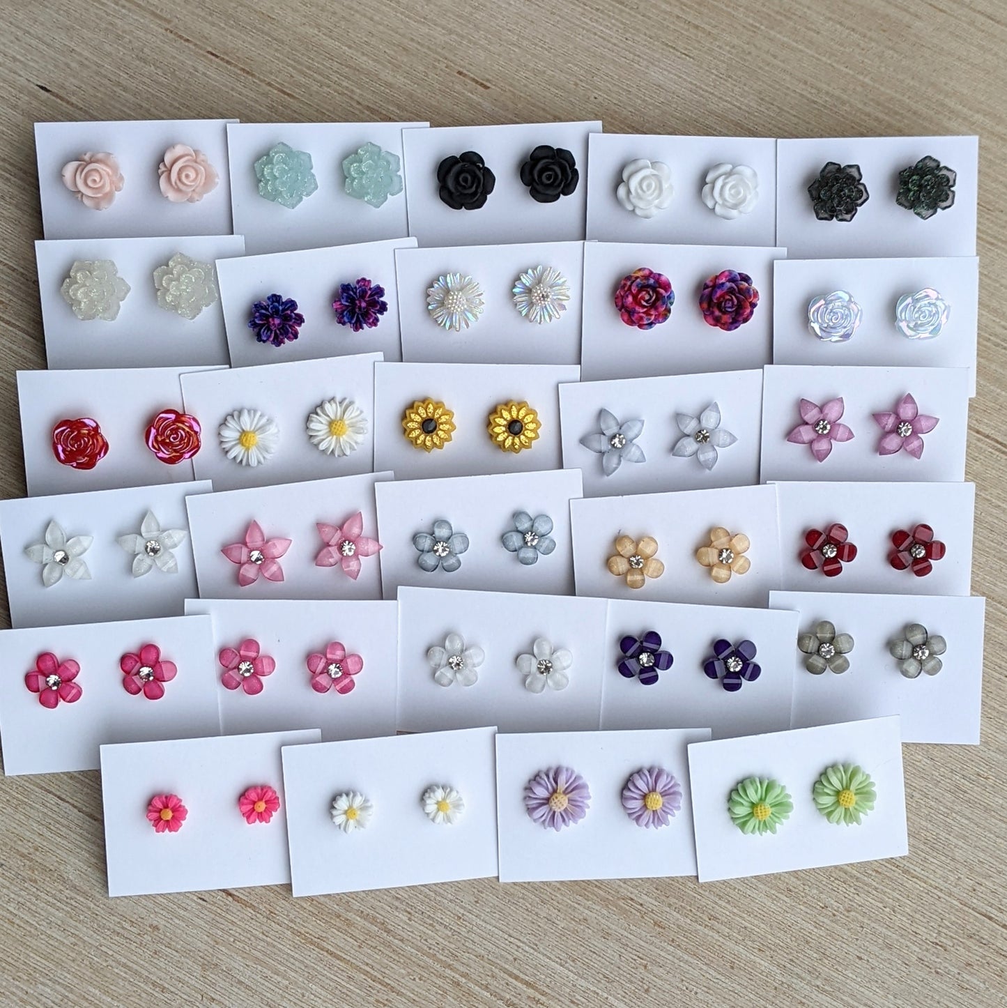 Flower and Succulent Stud Earrings