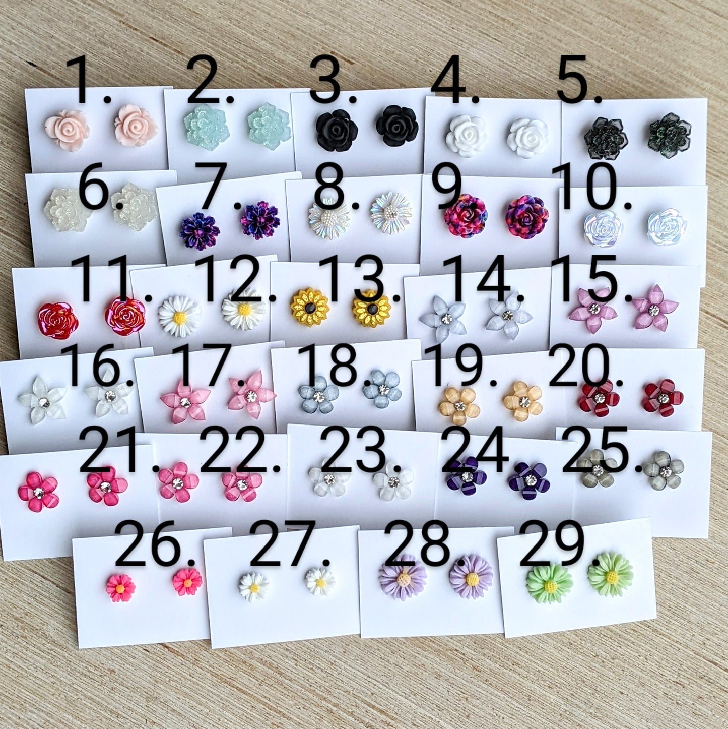 Flower and Succulent Stud Earrings