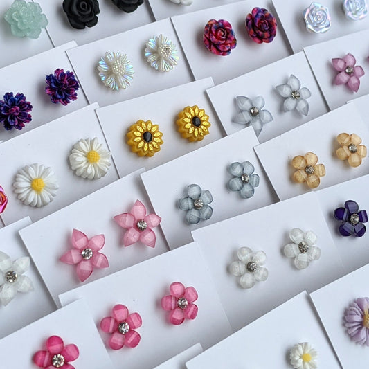 Flower and Succulent Stud Earrings