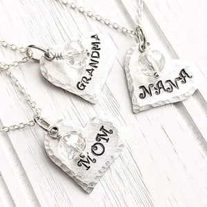 Mother's Day Name Heart Silver Necklace