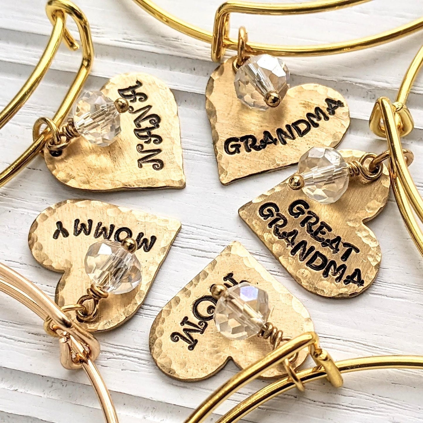 Mother's Day Name Heart Gold Bangle