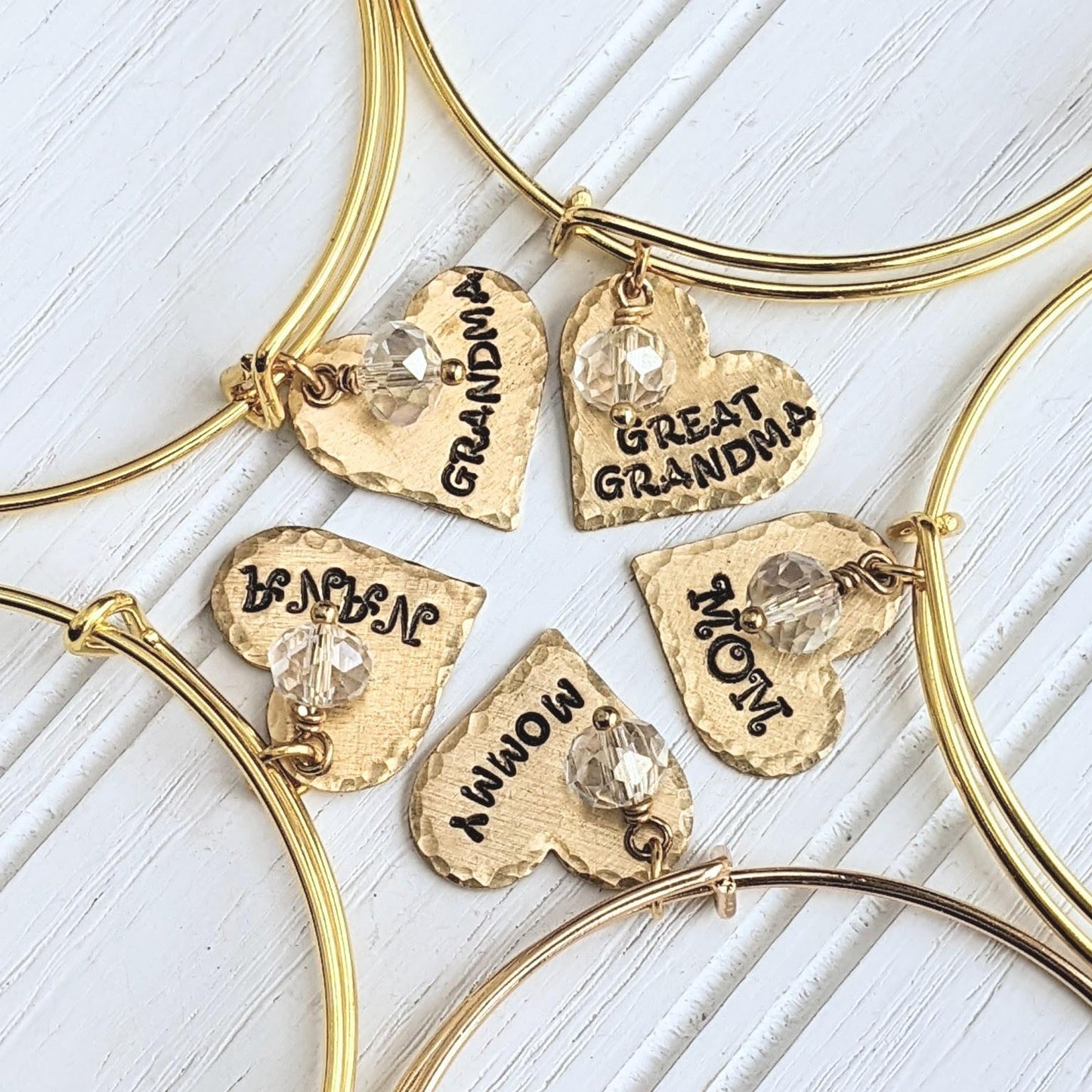 Mother's Day Name Heart Gold Bangle