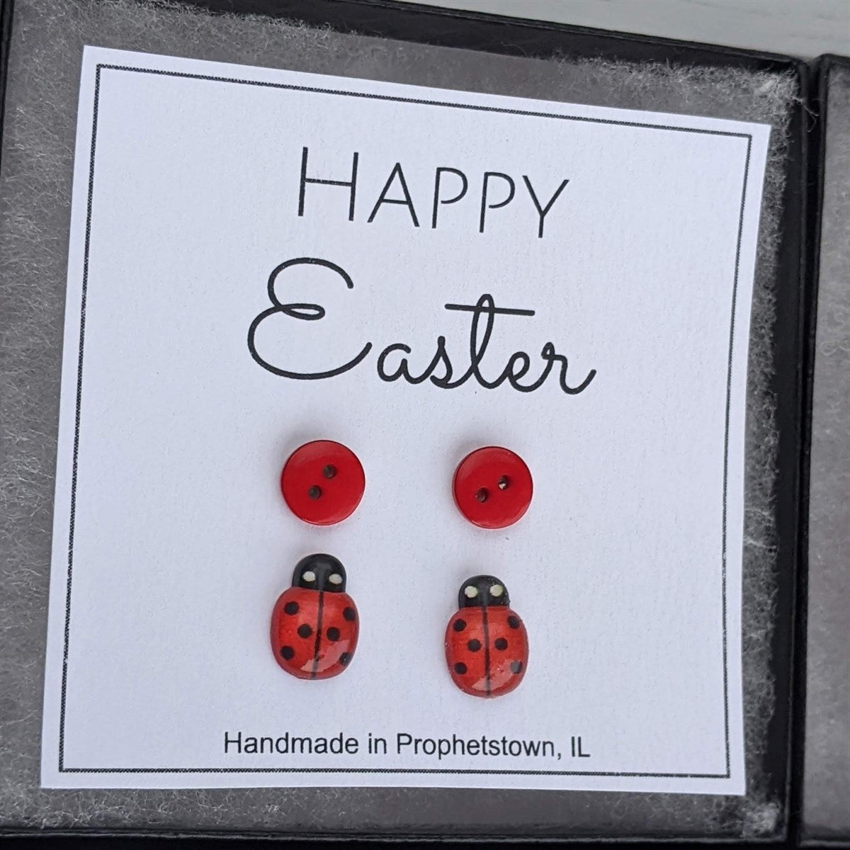 Happy Easter Bunny and Ladybug Earrings Boxed Sets