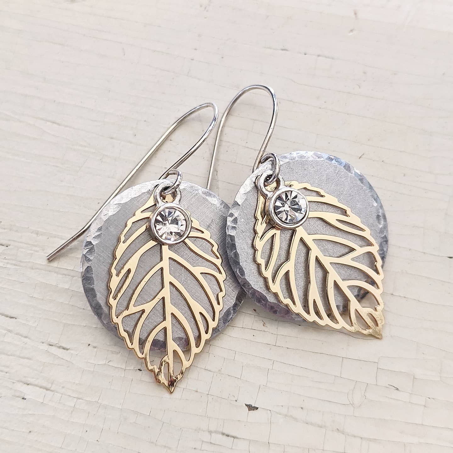 Mixed Metal Leaf Earrings