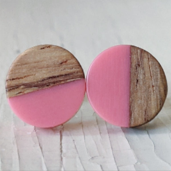 Wood Resin Stud Earring Collection