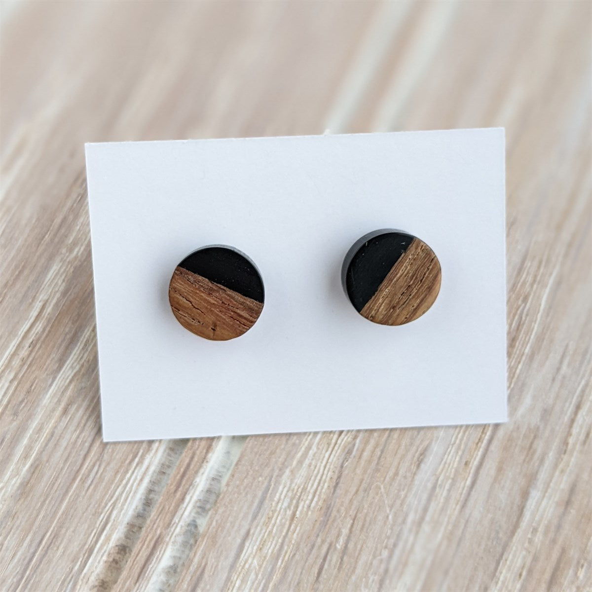 Wood Resin Stud Earring Collection