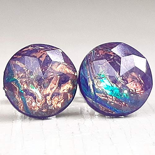 Purple Fire Opal Stud Earrings - Titanium