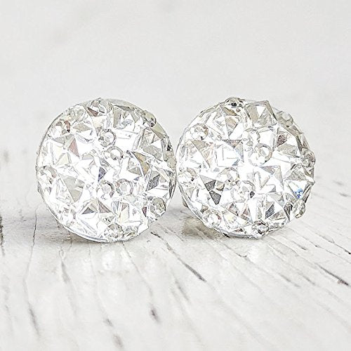 Clear Sparkly Stud Earrings - Hypoallergenic