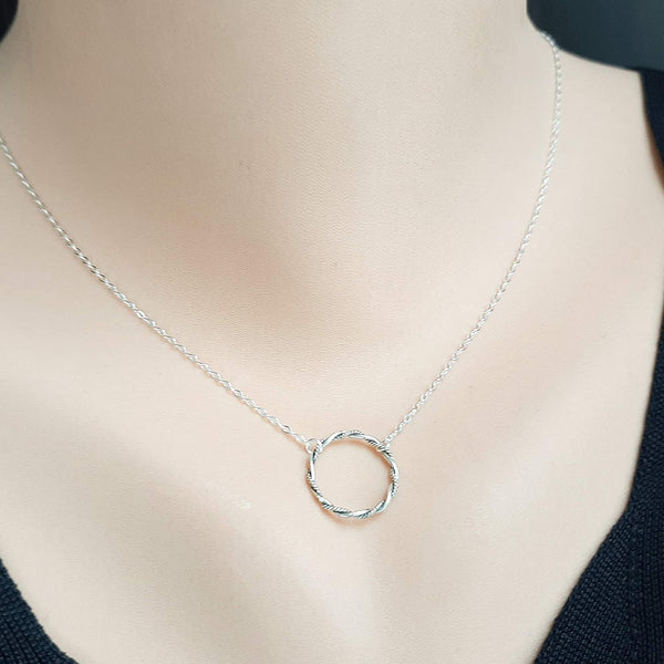 Twist Circle Sterling Silver Necklace