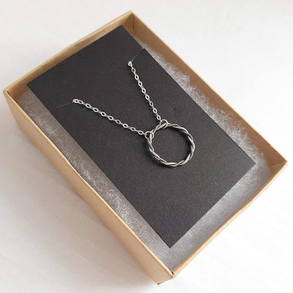 Twist Circle Sterling Silver Necklace