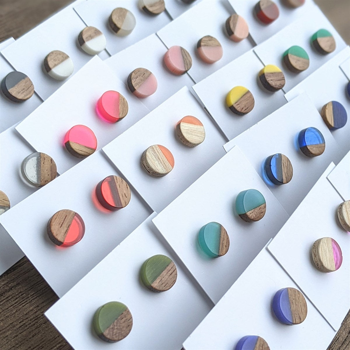 Wood Resin Stud Earring Collection