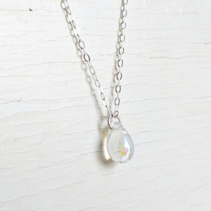 Crystal Raindrop on Sterling Silver Necklace