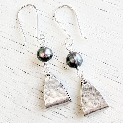 Black Pearl Sterling Silver Earrings - As Seen On TV's "The Fosters" - Worn by Amanda Leighton as Emma