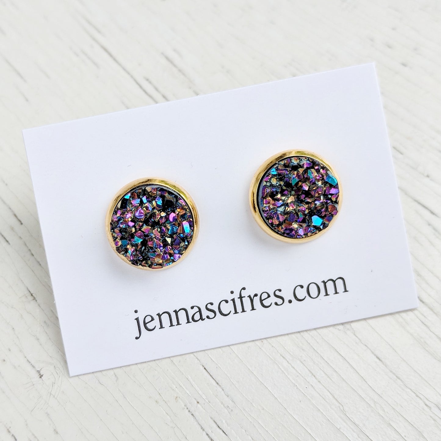 Ultra Violet on Gold - Druzy Stud Earrings - Hypoallergenic Posts – Jenna  Scifres Handmade Jewelry