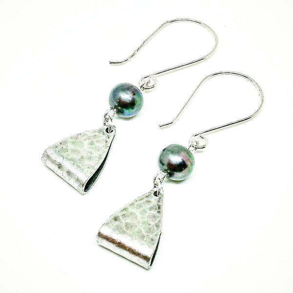 Black Pearl Sterling Silver Earrings - As Seen On TV's "The Fosters" - Worn by Amanda Leighton as Emma